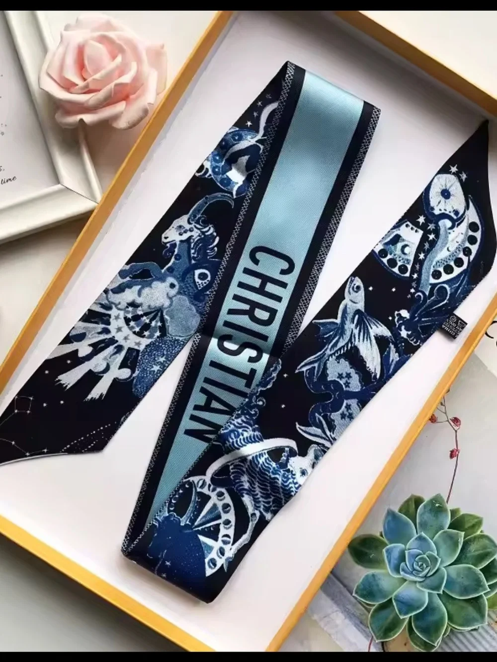Blue Galaxy Print Twilly Scarf